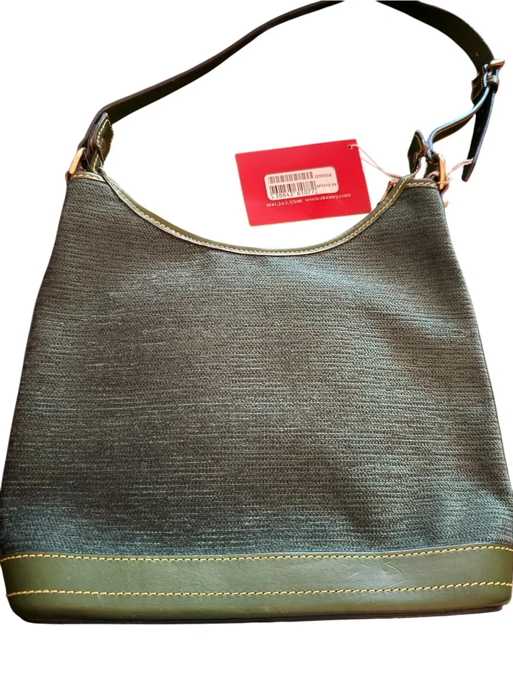 NWT Dooney & Bourke Green Canvas Leather Hobo Bag